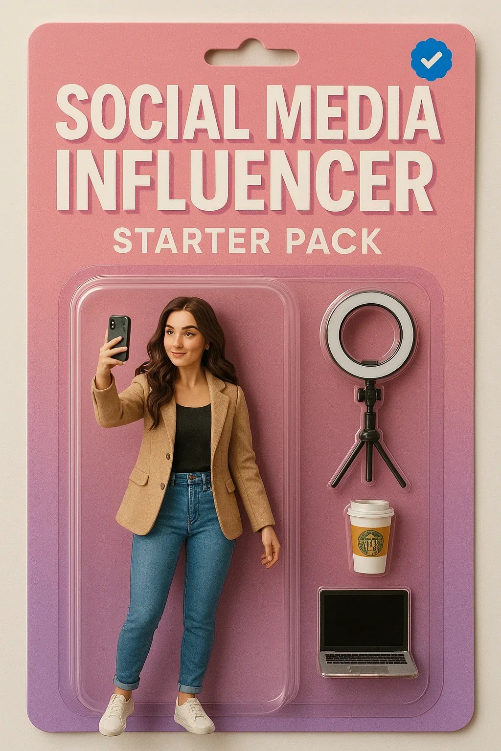 Example of a Social Media Influencer Starter Pack Figurine generated with ChatGPT