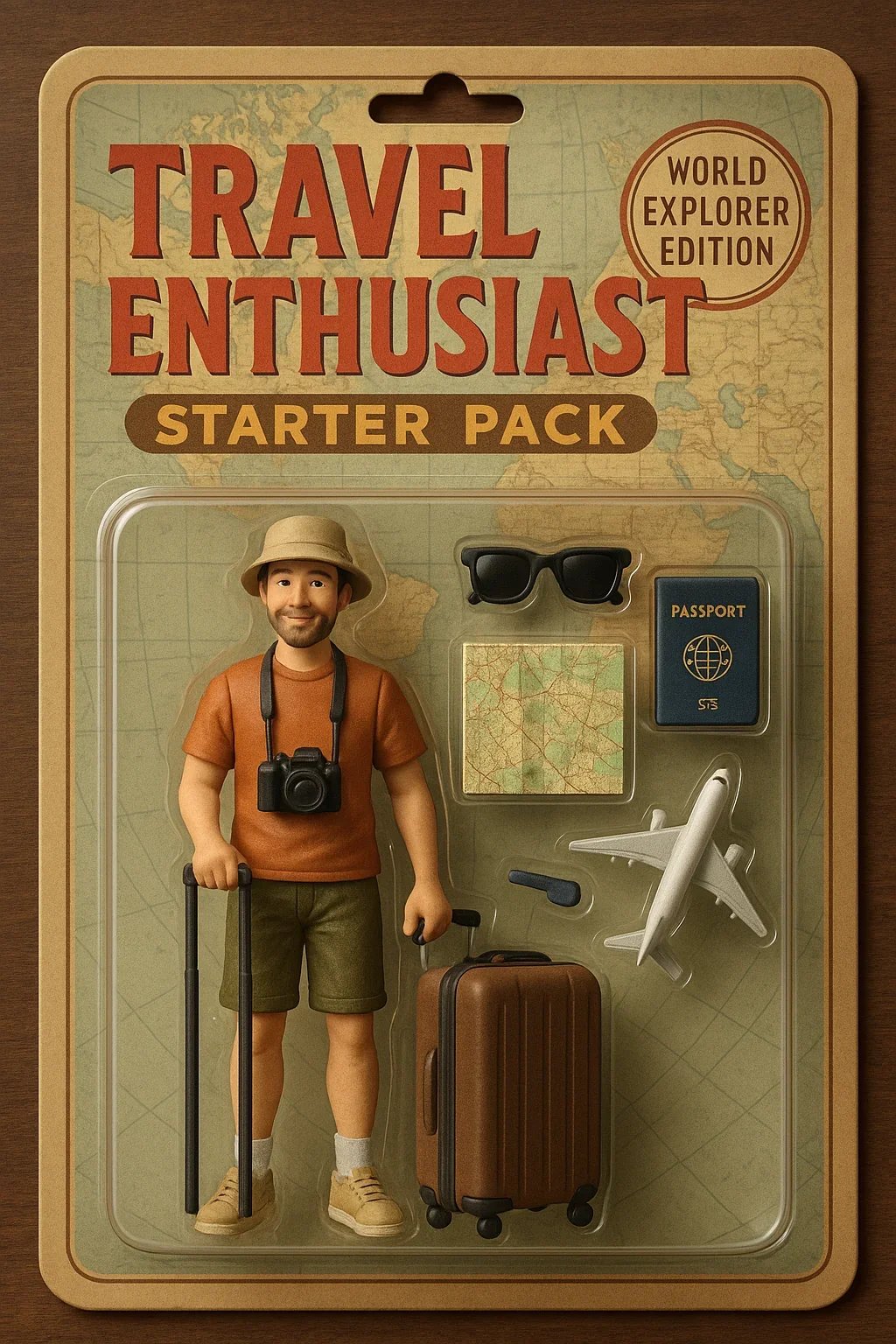 Example of a Travel Enthusiast Starter Pack Figurine generated with ChatGPT