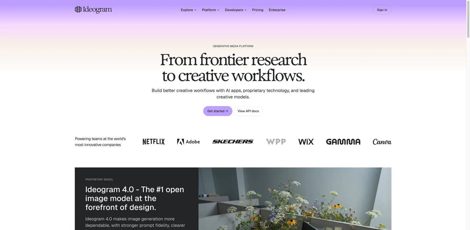 Ideogram interface showing typography-focused AI image generation and poster design workflow