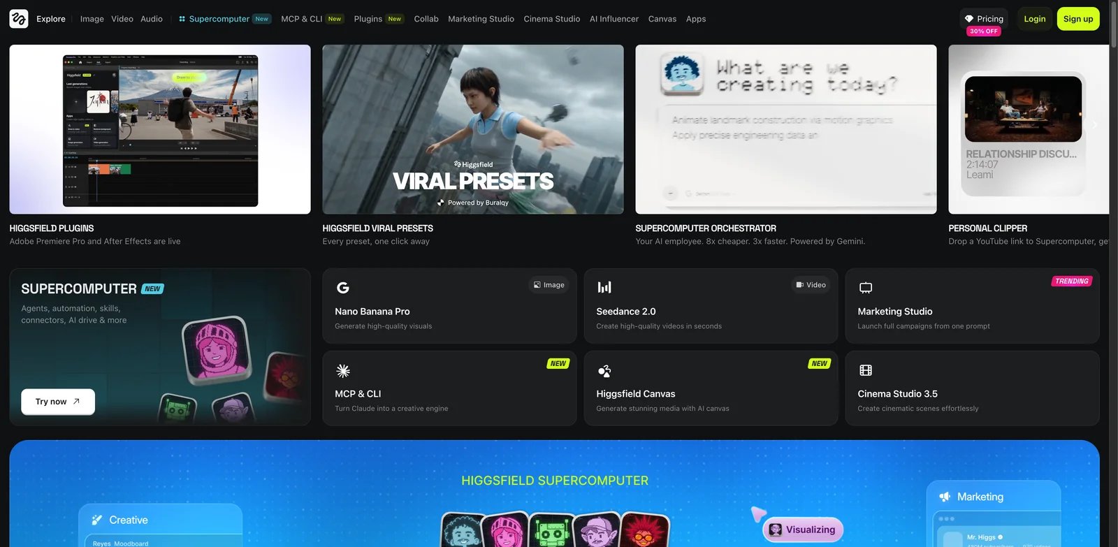 Higgsfield interface showing cinematic camera move presets