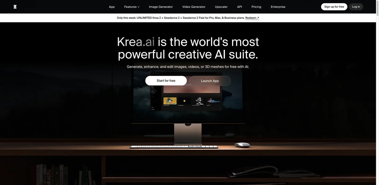 Krea interface showing multi-model AI video generation hub