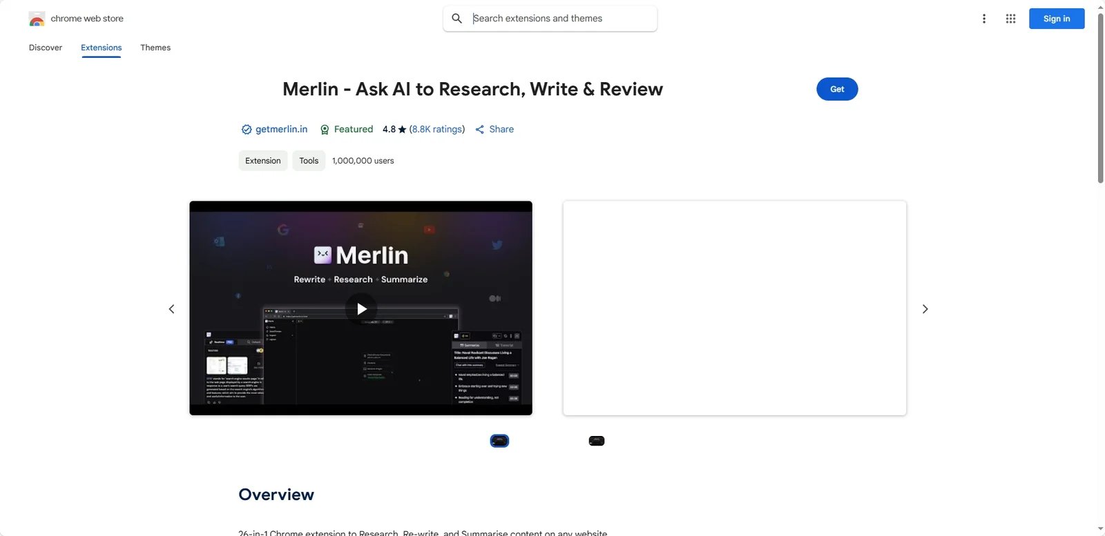 Step by step guide to installing Merlin AI Chrome extension