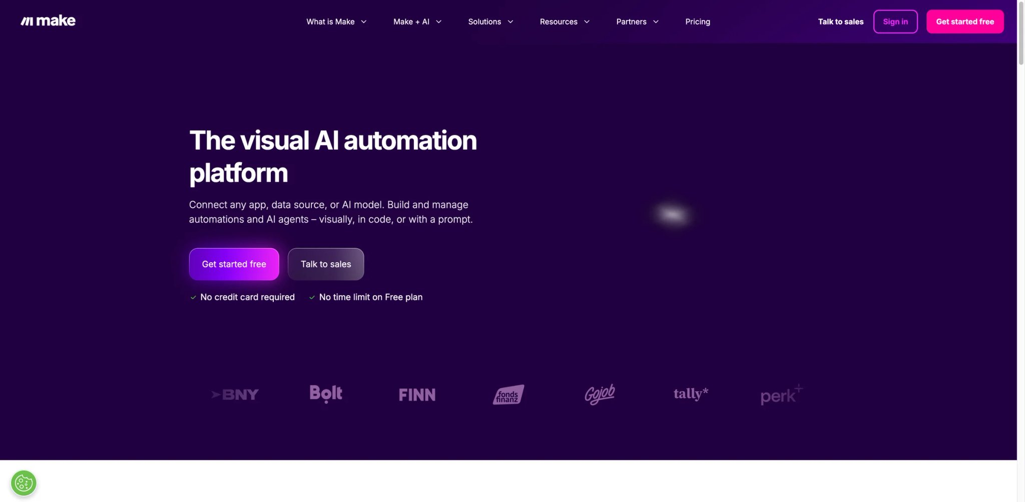 Make interface showing a visual scenario canvas with connected app modules and credit usage