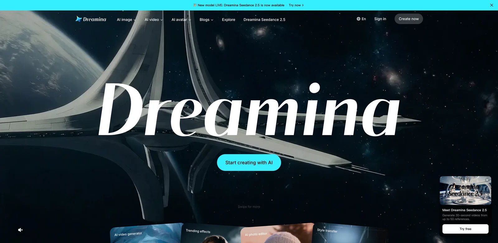 Dreamina interface showing AI video generation connected to editing workflow
