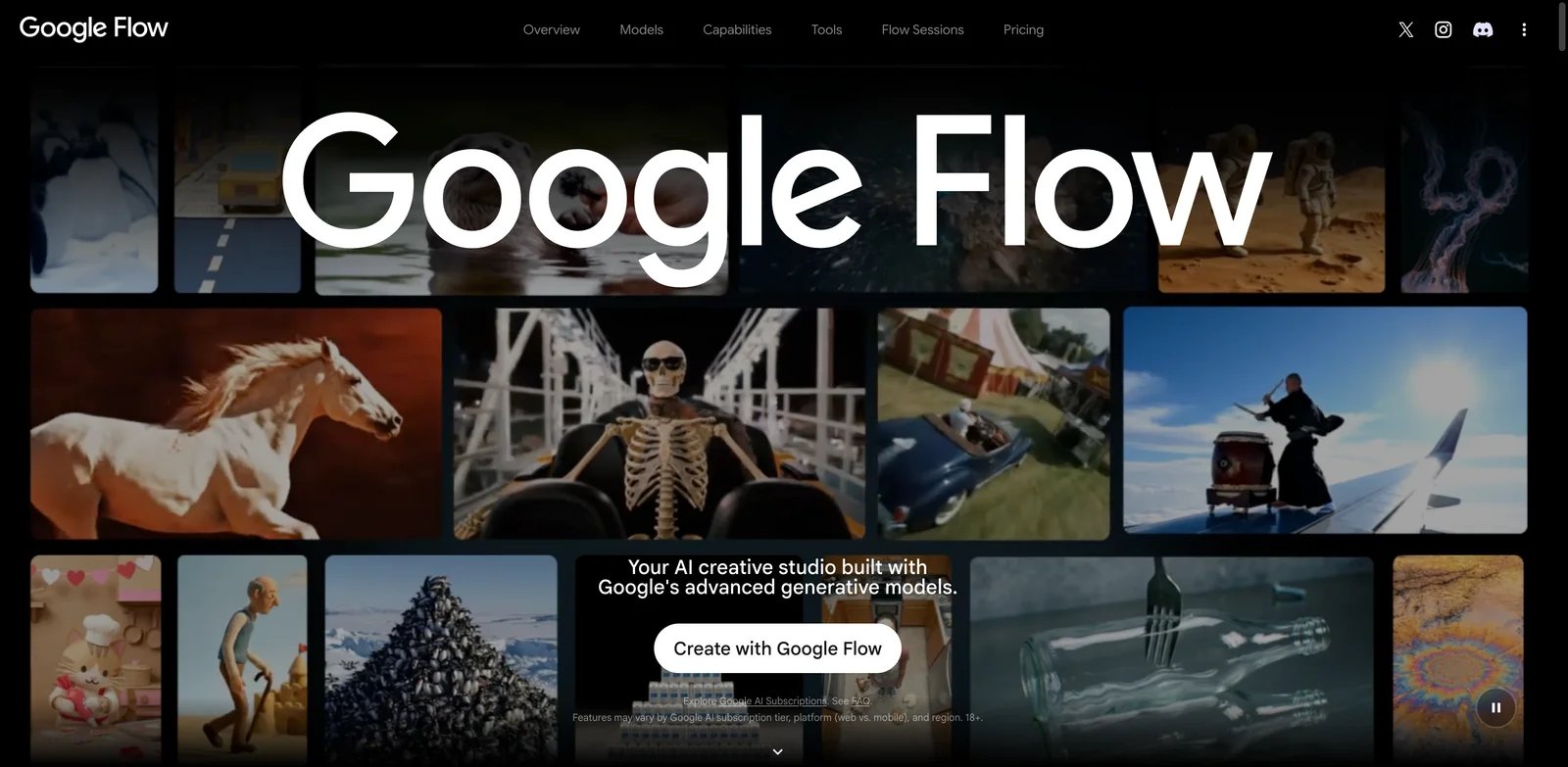 Google Flow and Veo interface showing scene-based AI filmmaking workspace