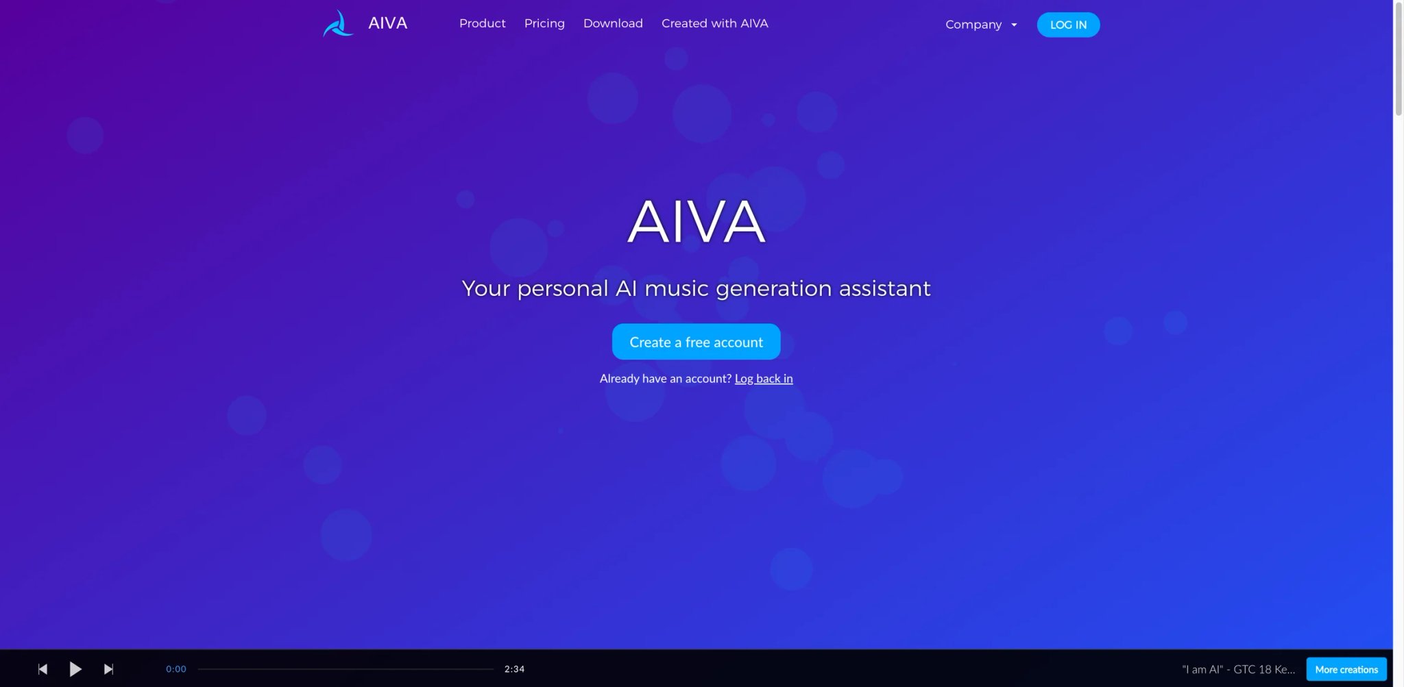 AIVA interface showing a composer workflow with editable score, instrument selection and MIDI export panels