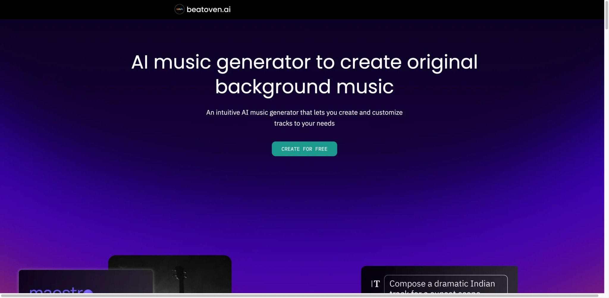 Beatoven.ai interface showing soundtrack mood selection, scene-by-scene scoring and download-minute counter