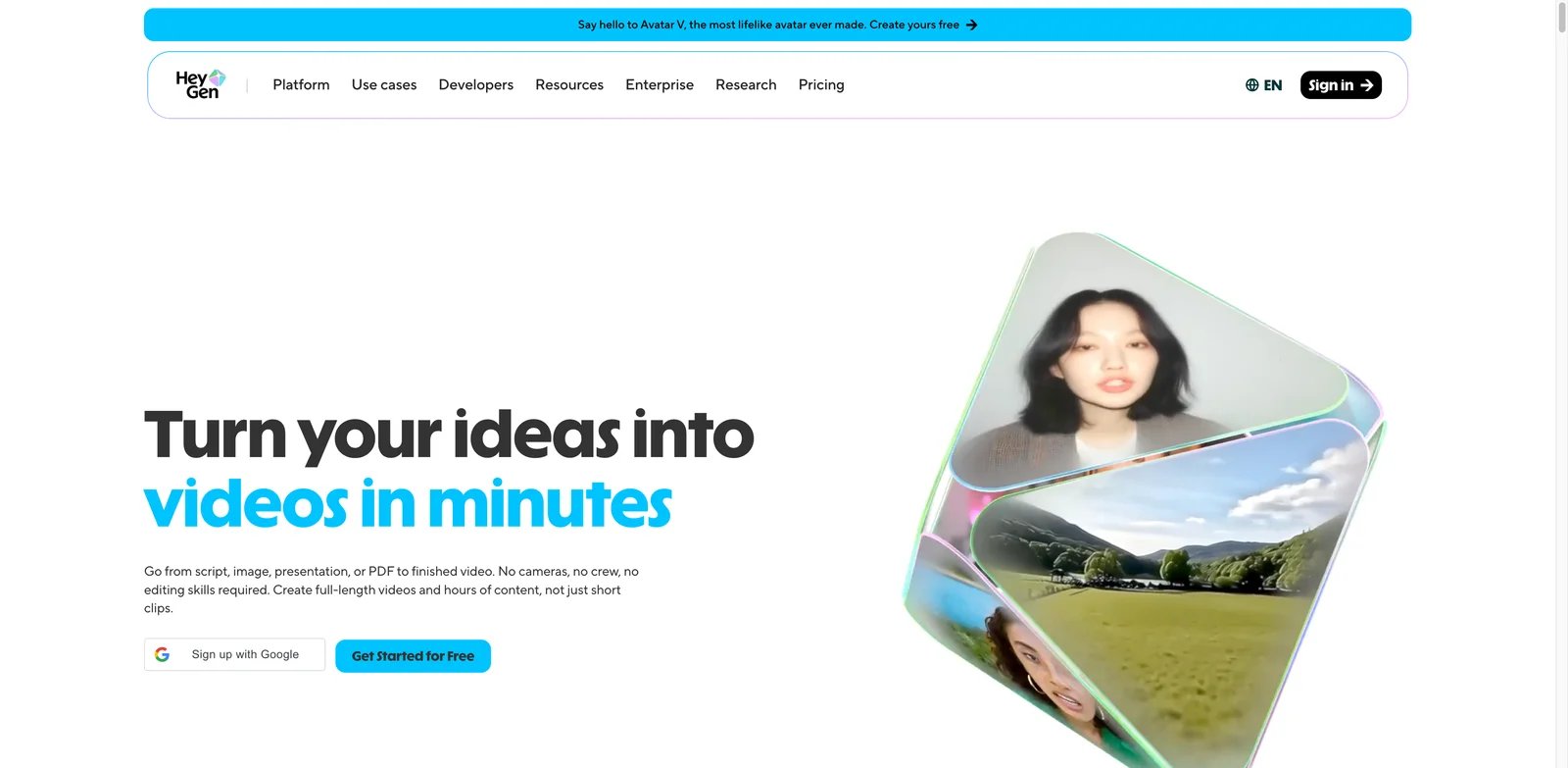 HeyGen interface showing avatar video creation and translation workflow