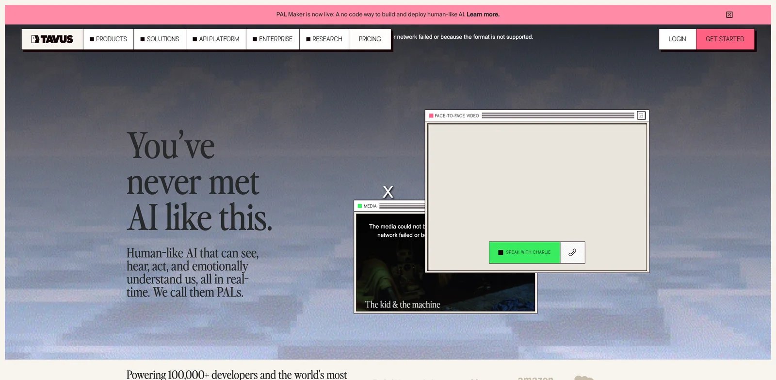 Tavus interface showing conversational AI video avatar tools