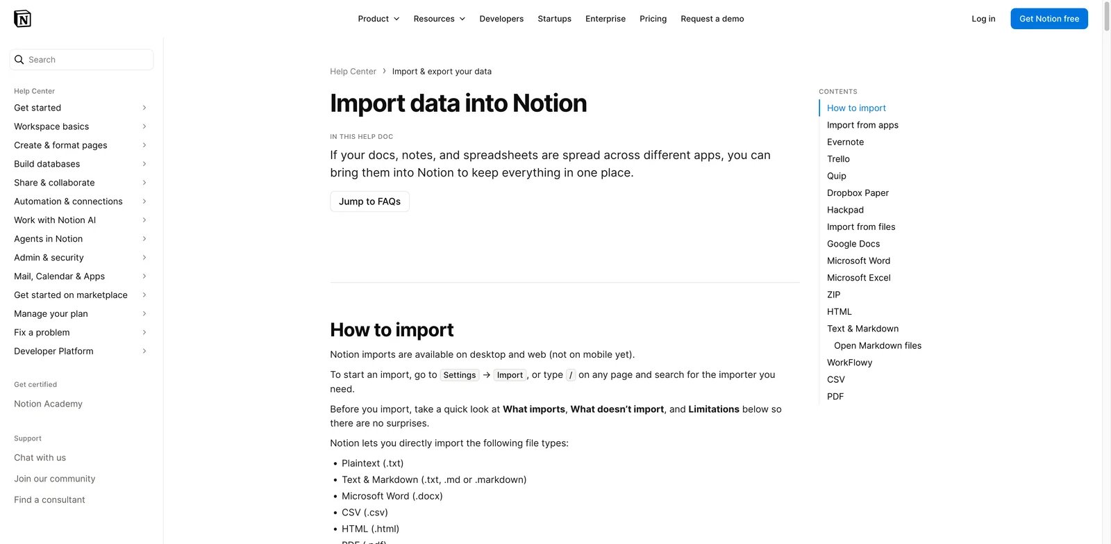 Notion workspace interface showing docs, pages, and database-style organization