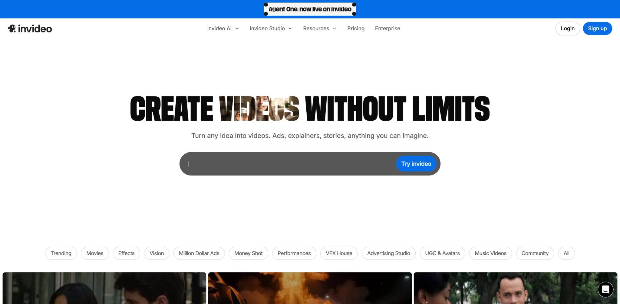 InVideo AI interface showing prompt-to-video generation and browser-based editing