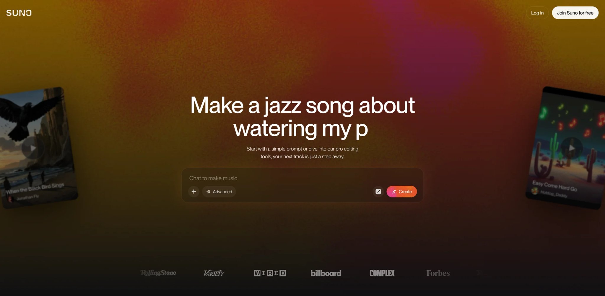 Suno interface showing a full-song generation workspace with lyrics, styles and a stems/Studio panel