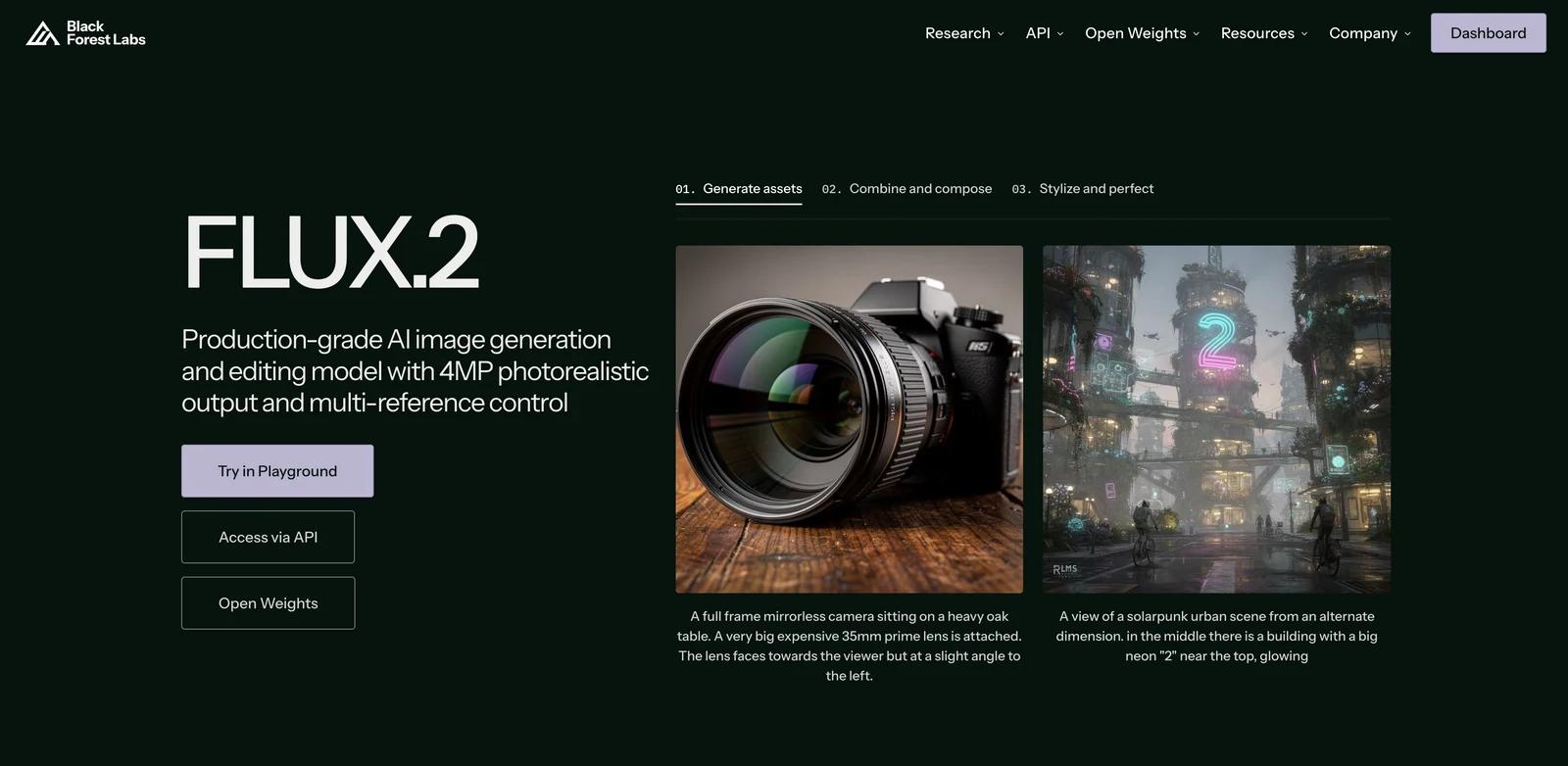 FLUX.2 AI image generation interface showing text-to-image synthesis and multi-reference editing capabilities